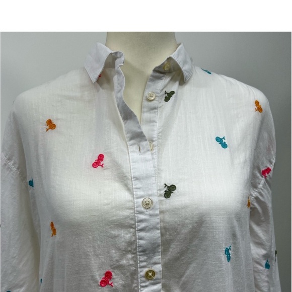 LOFT Cotton Embroidered Button Down Shirt Size Small - Picture 15 of 15